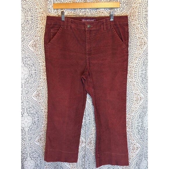 Gloria Vanderbilt Womens Corduroy Pants Size 12 Burgundy Casual Straight-Leg Mid - Picture 2 of 10